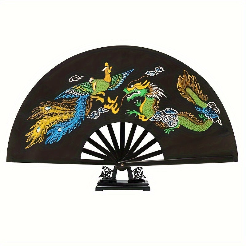 Traditional Chinese Tai Chi Martial Arts Fan with Dragon Design for Performance and Dance Unisex Accessory