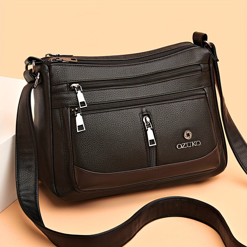 Bolso bandolera de lentejuelas negras para mujer con correa ajustable y diseño plegable