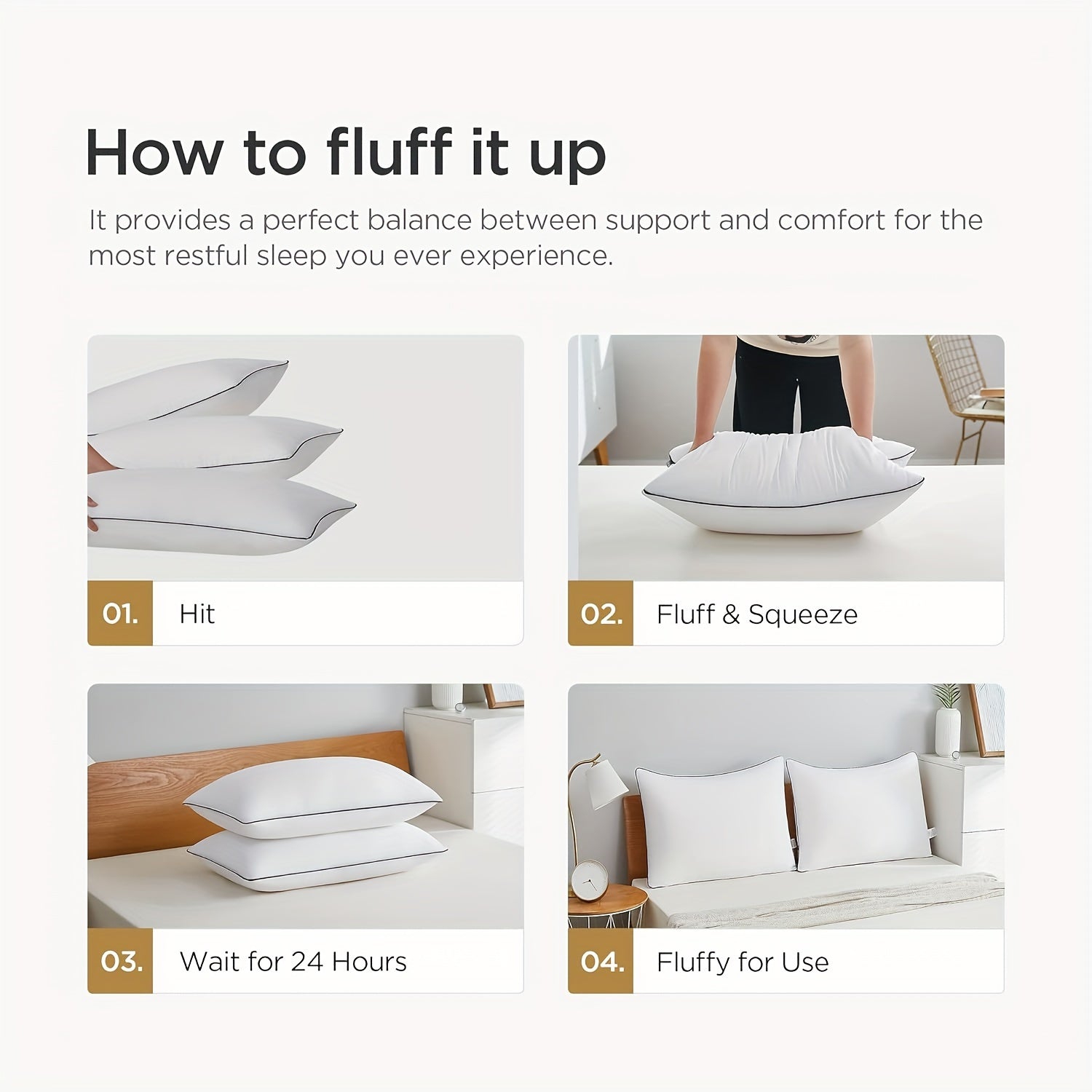 Cooling Sleep Pillow Standard Size Filled with Soft Down-Alternative Support for Back Side Stomach Sleepers