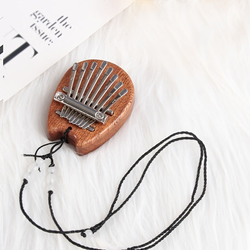 Mini Kalimba Thumb Piano for Beginners and Music Lovers Light Brown Wood 8 Keys Gift for Eid Al-Adha