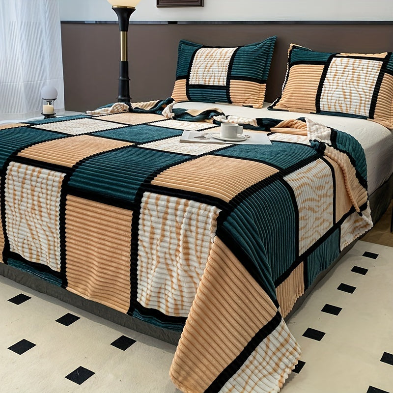 Manta de terciopelo impresa geométrica para cama, sofá, camping, aire acondicionado, todas las estaciones