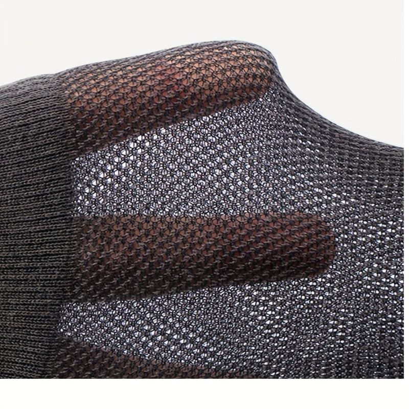 Plus Size Men's Breathable Crew Socks Summer Thin Sweat-Absorbing Pack of 5