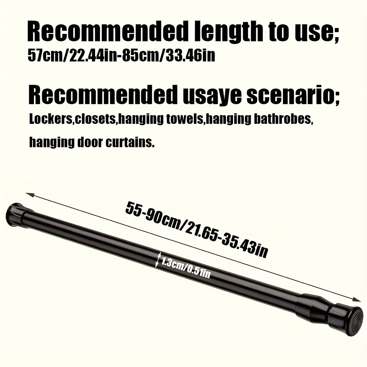 Qishloq va eshik pardalari uchun bahor yuklangan metall sochiq bar, teshiksiz tortish montaji.