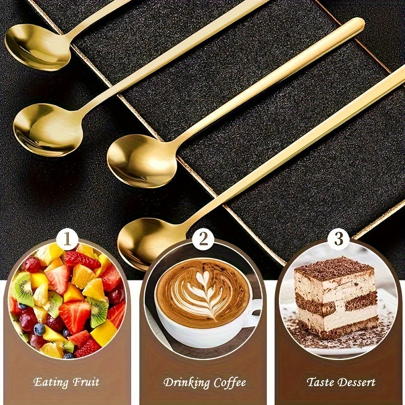 Gold-Tone Coffee Stirring Spoon for Desserts and Fruits