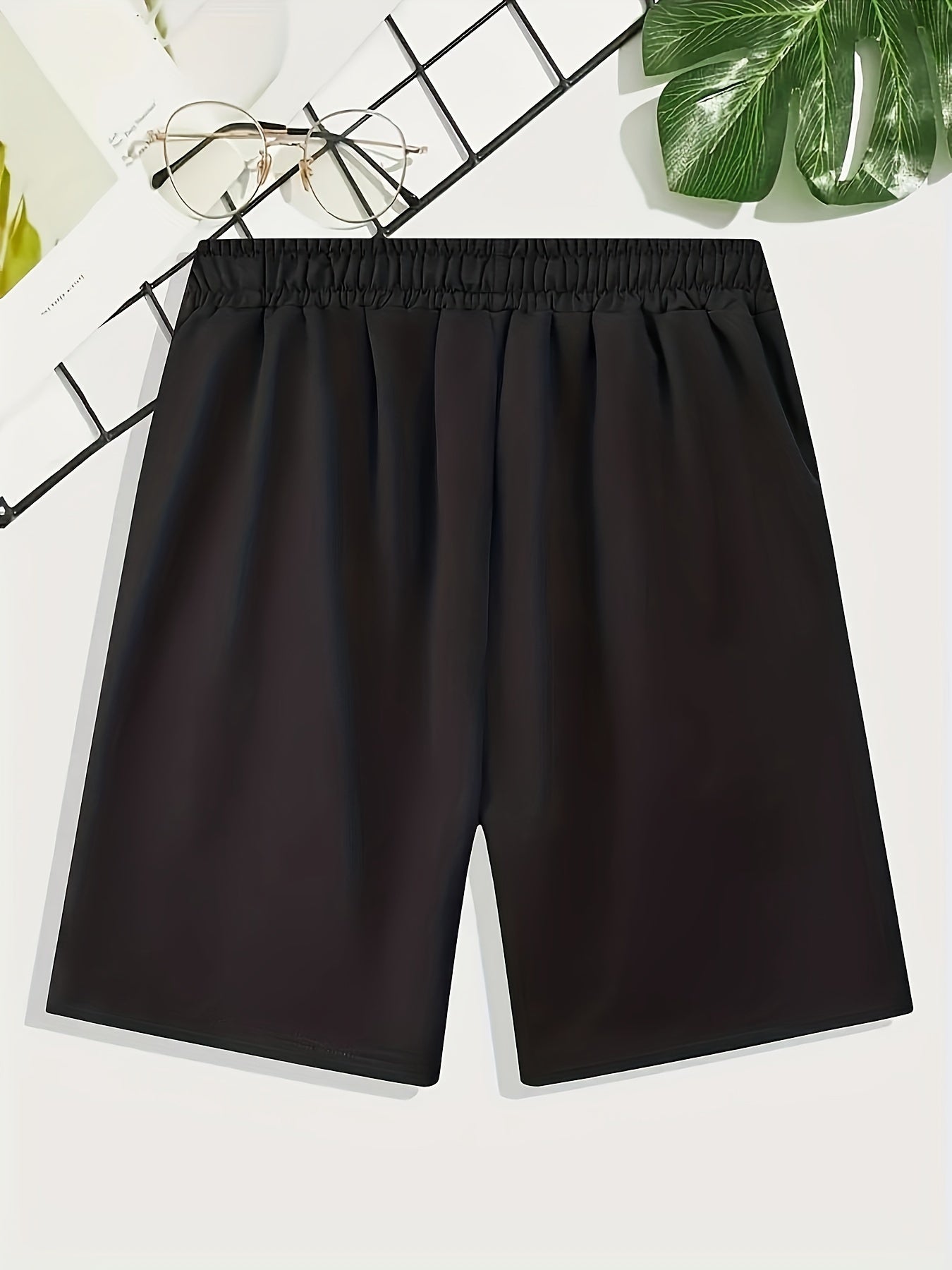 Plus Size Men's Solid Polyester Shorts Set for Summer Outdoor Sports