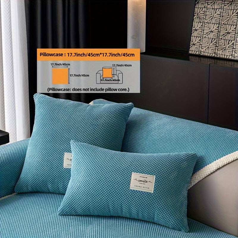 Hozirgi zamonaviy plush divan qopqog'i, barcha fasllar uchun korduroy chekkali