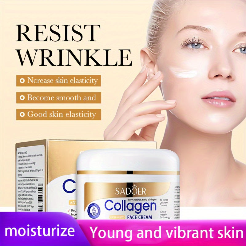 Unisex Collagen Face Cream with Glycerin and Hyaluronic Acid for Hydration and Brightening
