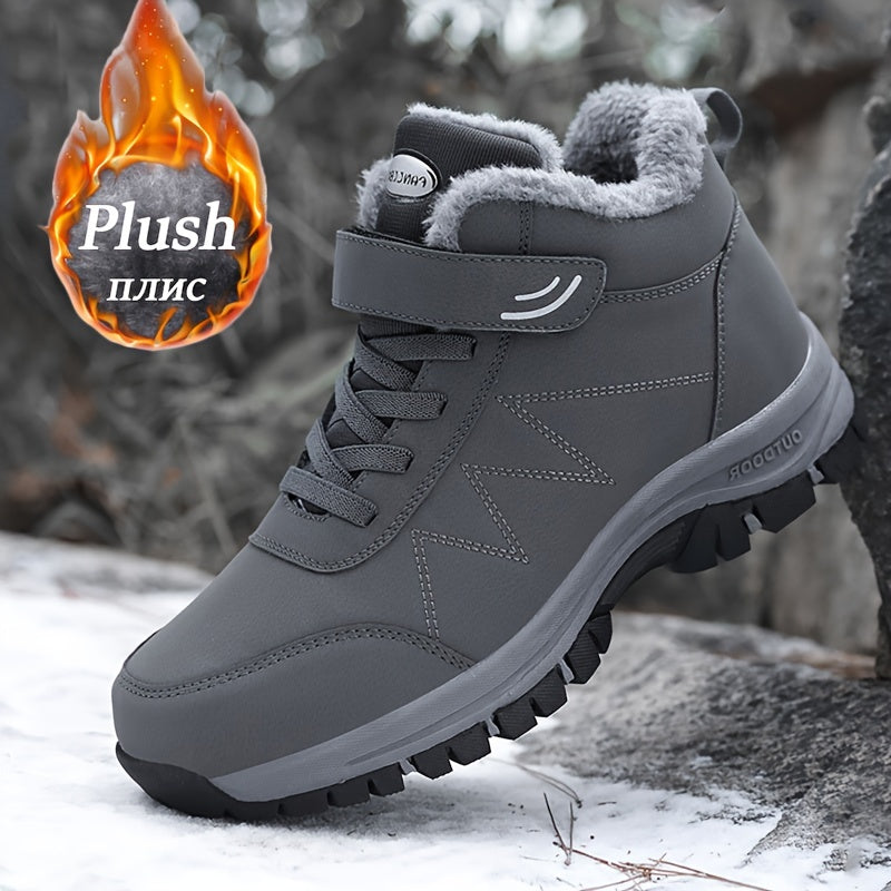 Мужские и женские серые валенки с плюшевой подкладкой, противоскользящей подошвой и застежкой на крючок и петлю