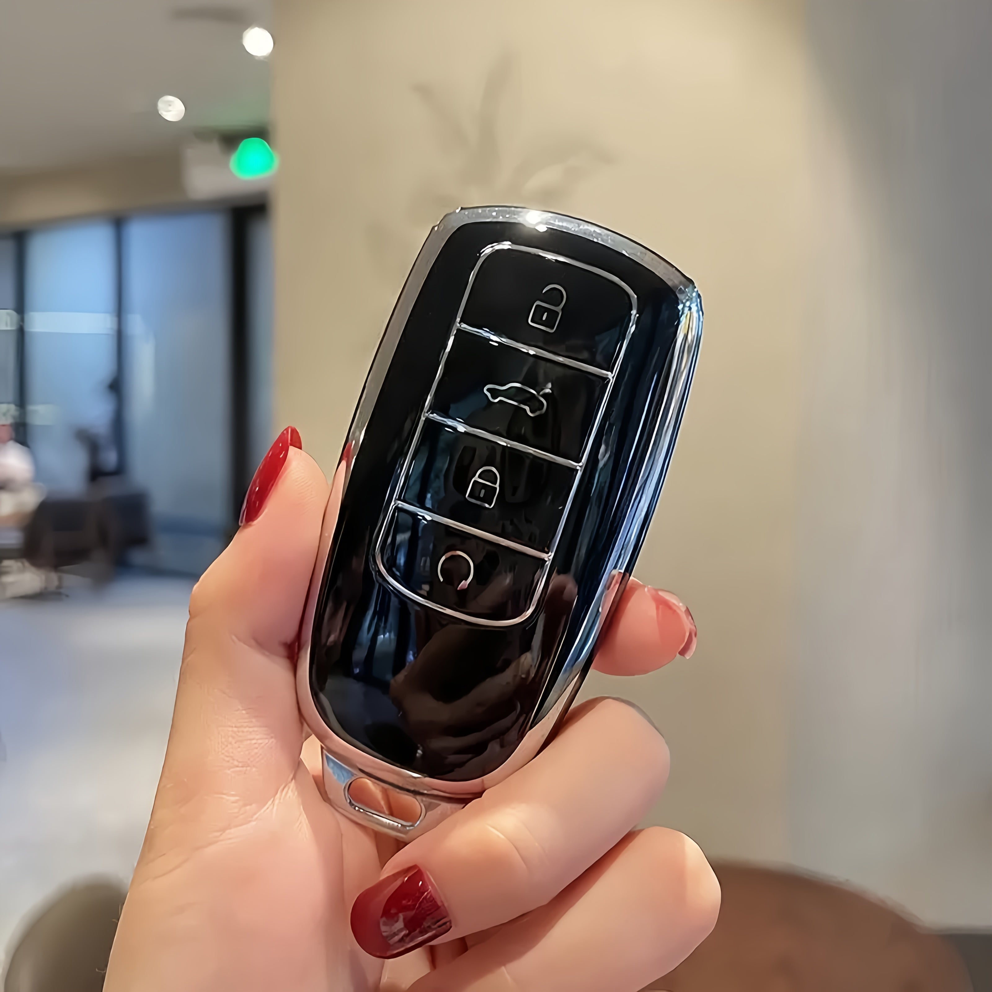 Car Key Case TPU Remote Cover for 4-Button Keyless Entry Durable Black