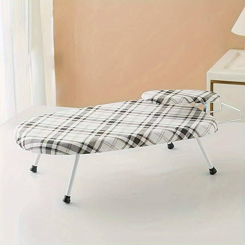 Compact Folding Ironing Board Stand with Stainless Steel Frame and Plastic Cover