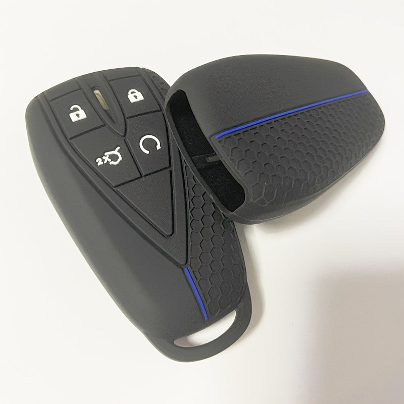 Silicone Key Cover for Car Remote Black with Blue and Red Accents