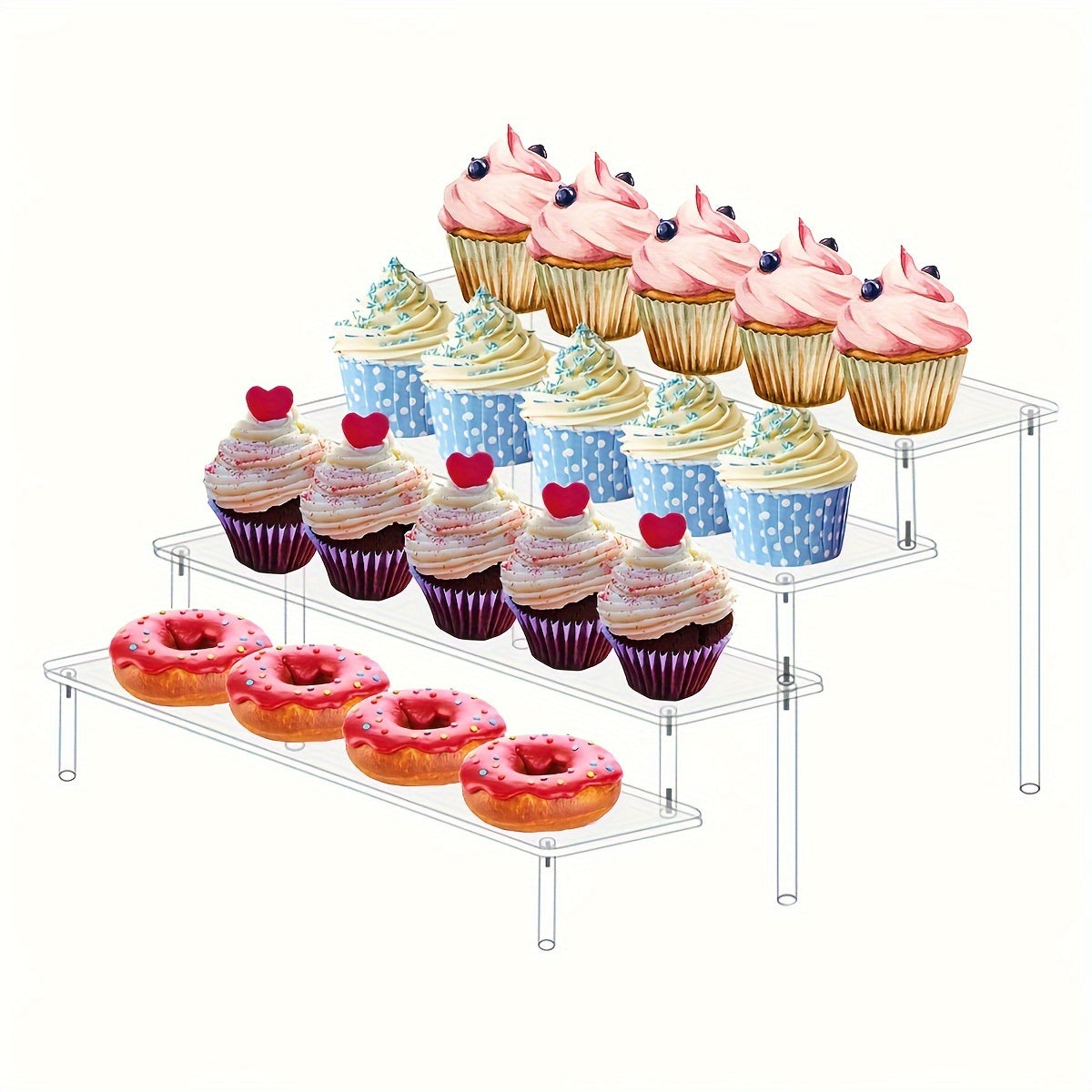 Transparent Ladder Style Storage Rack for Perfumes Lipsticks Nail Polishes and Skincare Multi-Functional Display Shelf