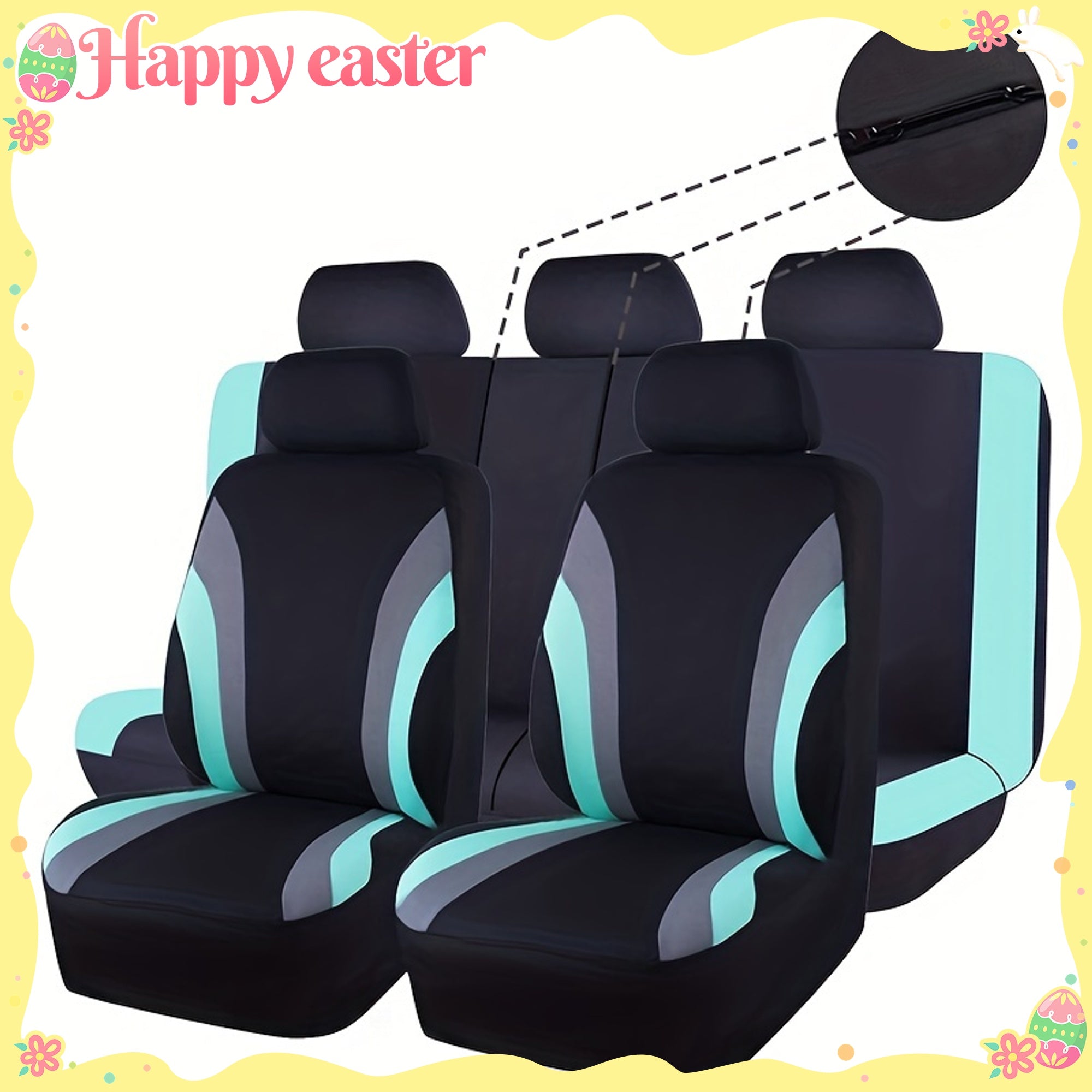 Ayollar uchun avtomobil o'rindig'i qopqog'i to'plami, 9 dona, universal moslik, zipli, g'ishtli, avtomobil ichki qismi