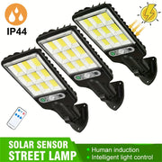 Solar Street Lights with Remote Control Motion Sensor 3 Pack Outdoor LED Security Lighting