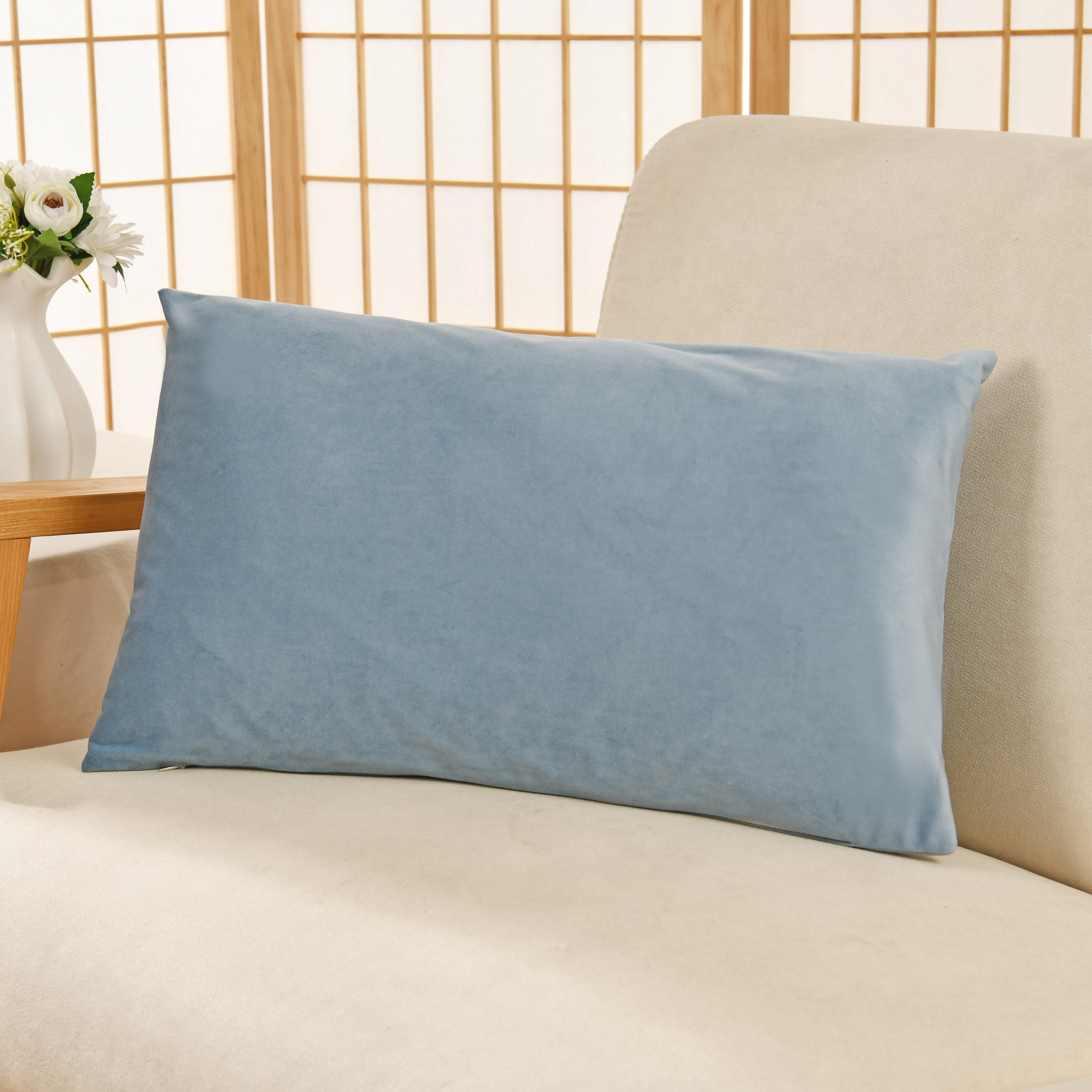 Velvet Throw Pillow Cover in Navy Blue Yellow-Green Orange Polyester Zipper Closure for Living Room Bedroom