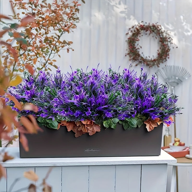 6 шт. искусственных букетов цветов, фиолетовые, защищены от ультрафиолета, реалистичные искусственные зелени для внутреннего и наружного декора