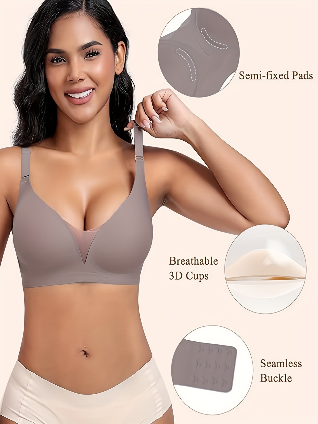 Wireless Seamless Push-Up Bra with Anti-Sagging Mesh for Comfort and Support