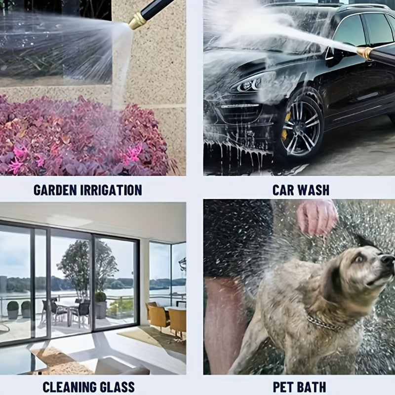 Расширяемый резиновый садовый шланг для полива и мойки автомобиля с универсальными соединителями