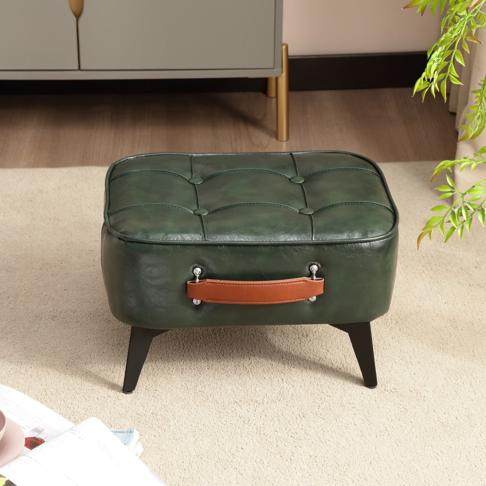 Faux Leather Small Footrest Ottoman for Living Room Entryway Office