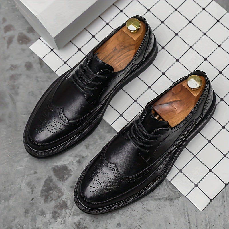 Men's White Block Shoes with Thick Sole Lace-Up Round Toe All-Season Casual Business Wedding Office