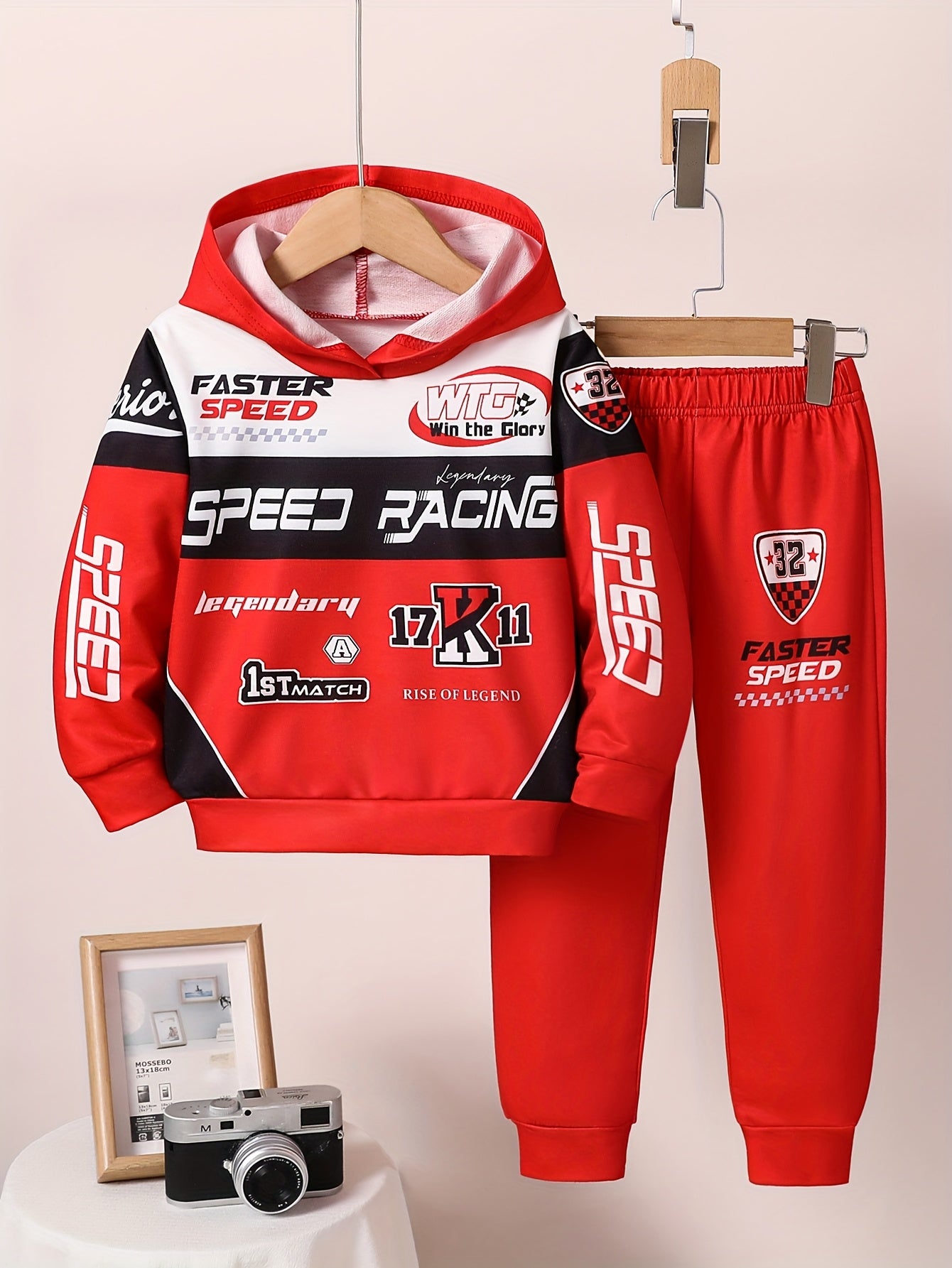 Детский комплект мотоциклетного стиля для мальчиков: куртка с капюшоном и штаны, весна-осень, повседневный