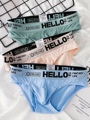 Men's Cotton Boxer Briefs 3-Pack Low Rise Breathable Solid Color Stretch Comfortable