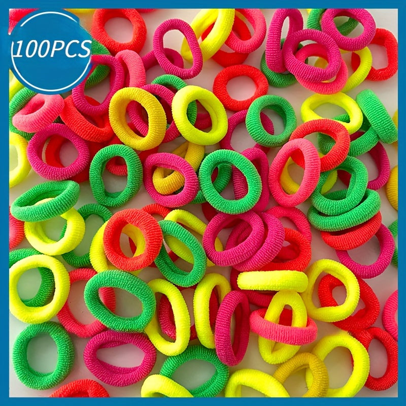 Girls Hair Elastics Pack of 100 High Elasticity Rubber Bands for Buns and Ponytails