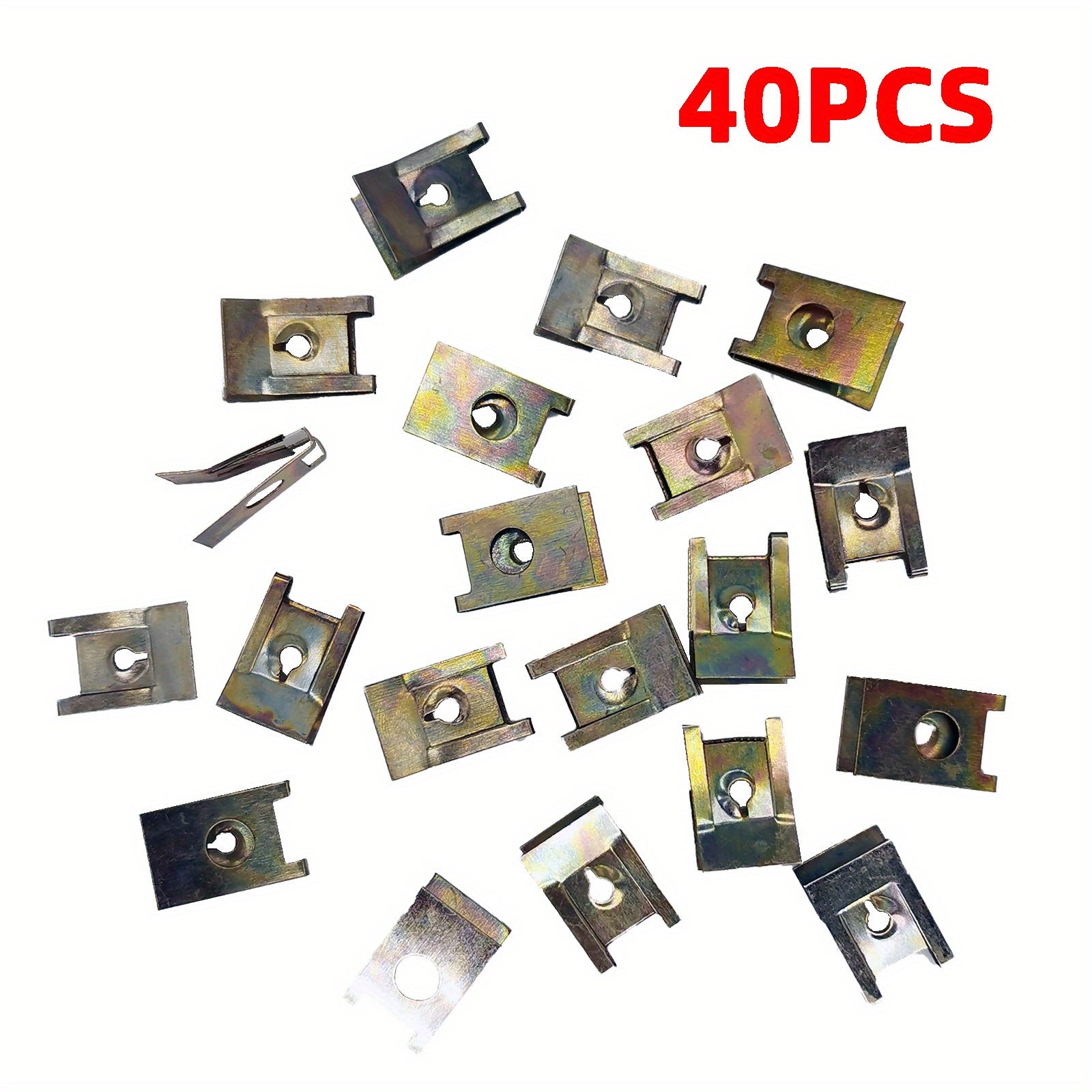 40PCS Metal Nut Screw Washers U-Nut Clips for Car Engine Shield Bumper
