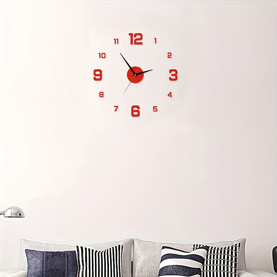 Large 3D LED Wall Clock Silent Night Light Acrylic Battery Powered for Living Room Bedroom