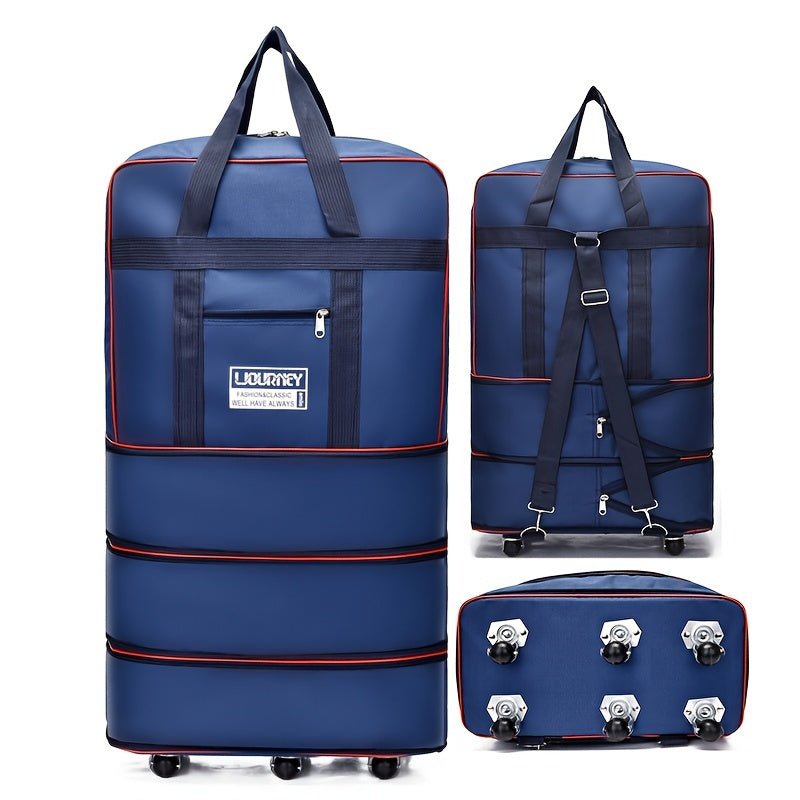 Foldable Travel Luggage Bag with Wheels Expandable Carry-On Suitcase for Business and Travel