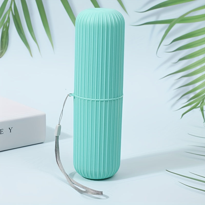 Прочный пластиковый держатель для зубных щеток с чашкой для полоскания горла — портативный футляр для хранения, идеально подходит для дома, школы, бизнеса и кемпинга. Батарейки не требуются.