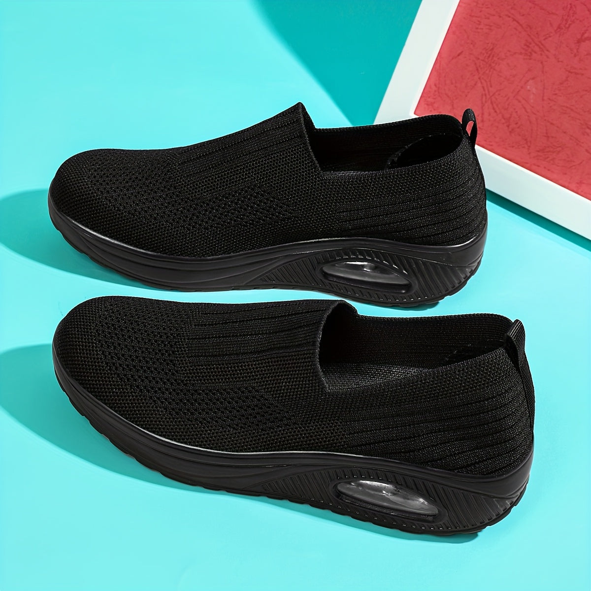Women’s Breathable Slip-On Sneakers with Cushioned Midsole Black Fabric