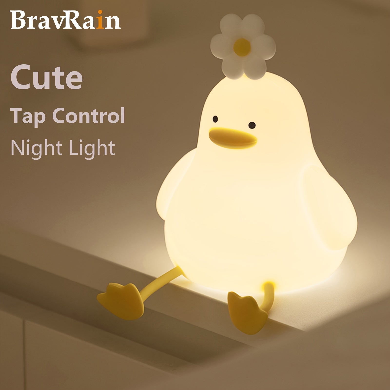 Silicone Duck Night Light for Bed with Adjustable Brightness USB Powered Kids Gift