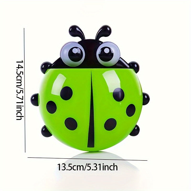 Porta cepillos de dientes de plástico Ladybug con soporte de ventosa, estante de almacenamiento para baño sin taladro