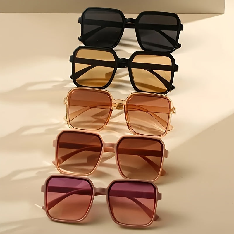 5 Pieces Oversized Square Unisex Fashion Sunglasses Gradient Anti-Glare Sun Shades for Vacation