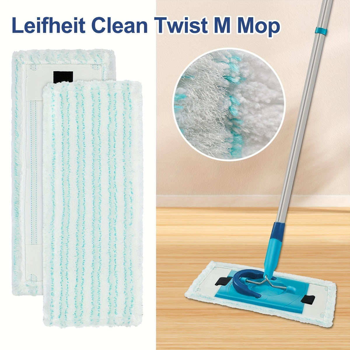 Replacement Microfiber Mop Cloth for Wet and Dry Cleaning, Absorbs Dirt and Water