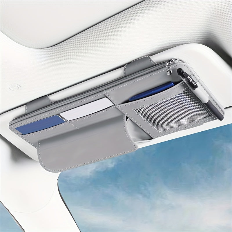 DERANFU PU charmli avtomobil quyosh ko'zoynagi tashkilotchisi, zip bilan, karta ushlagich, chiptalar uchun sumka - transport vositasi ichki saqlashga mos keladi