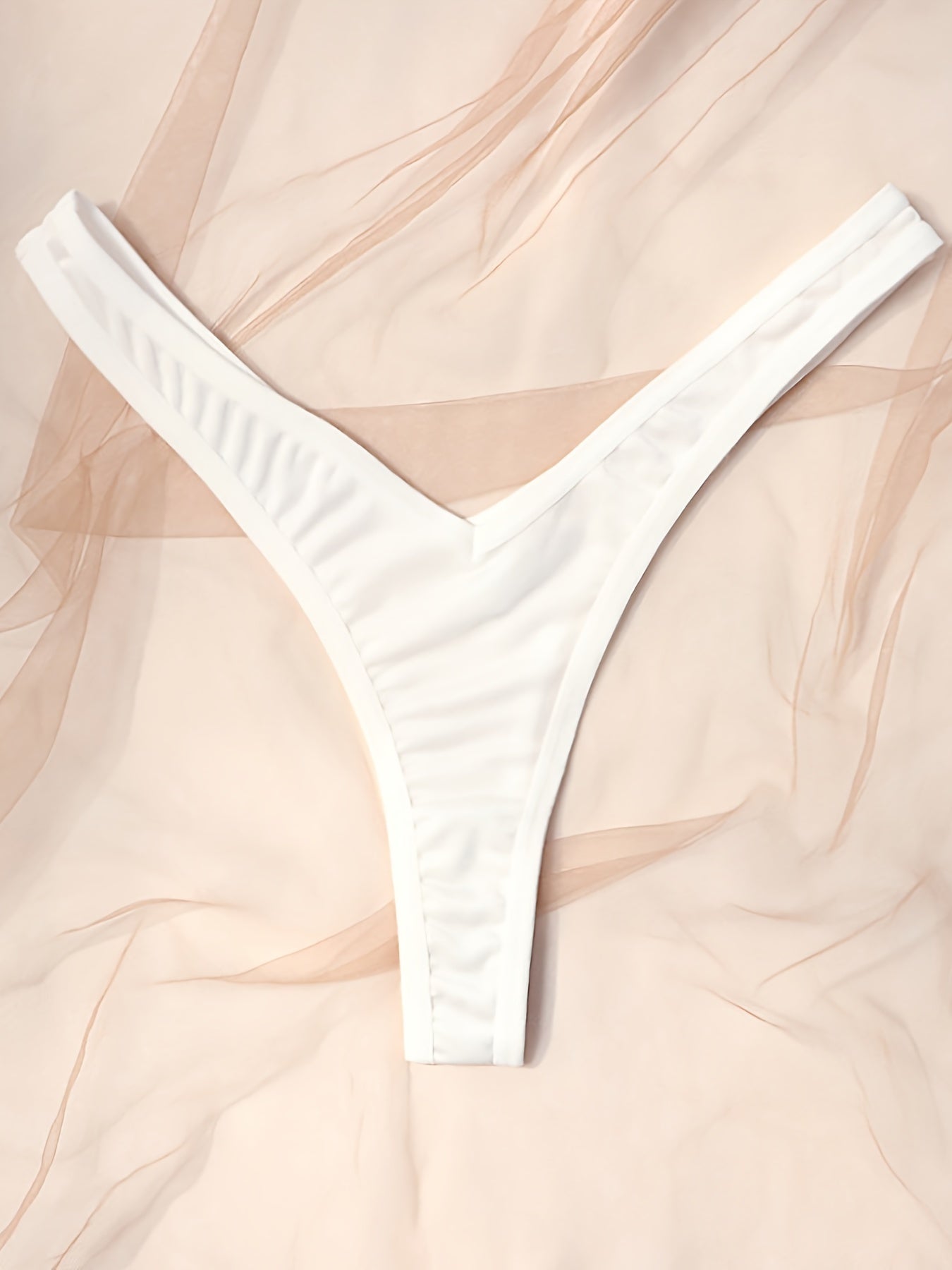 Set of 3 Women's Solid Color Low Waist Stretchy V-String Thongs Lingerie