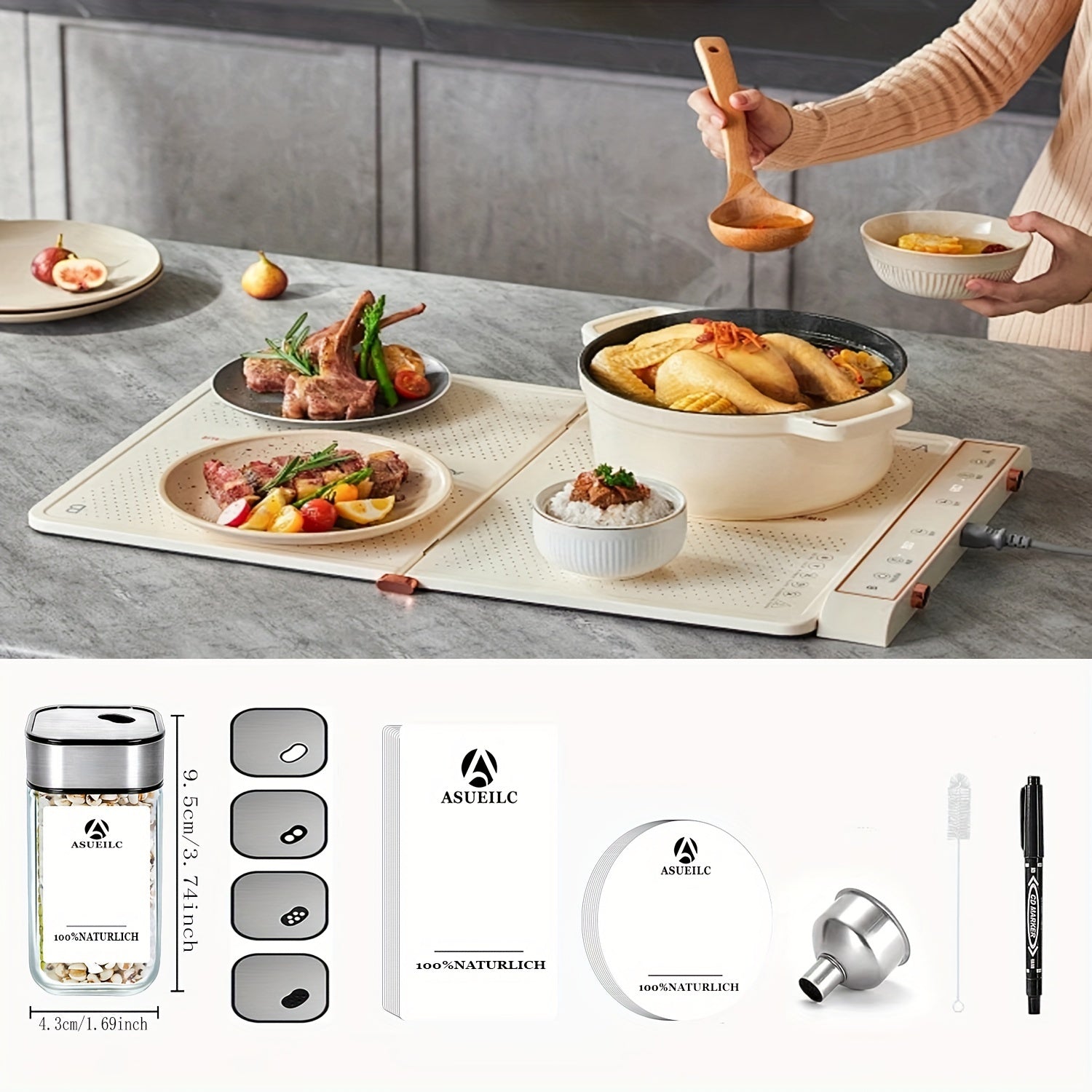 Set of 24 Square Glass Spice Jars with Writable Labels and Twist-Top Lids