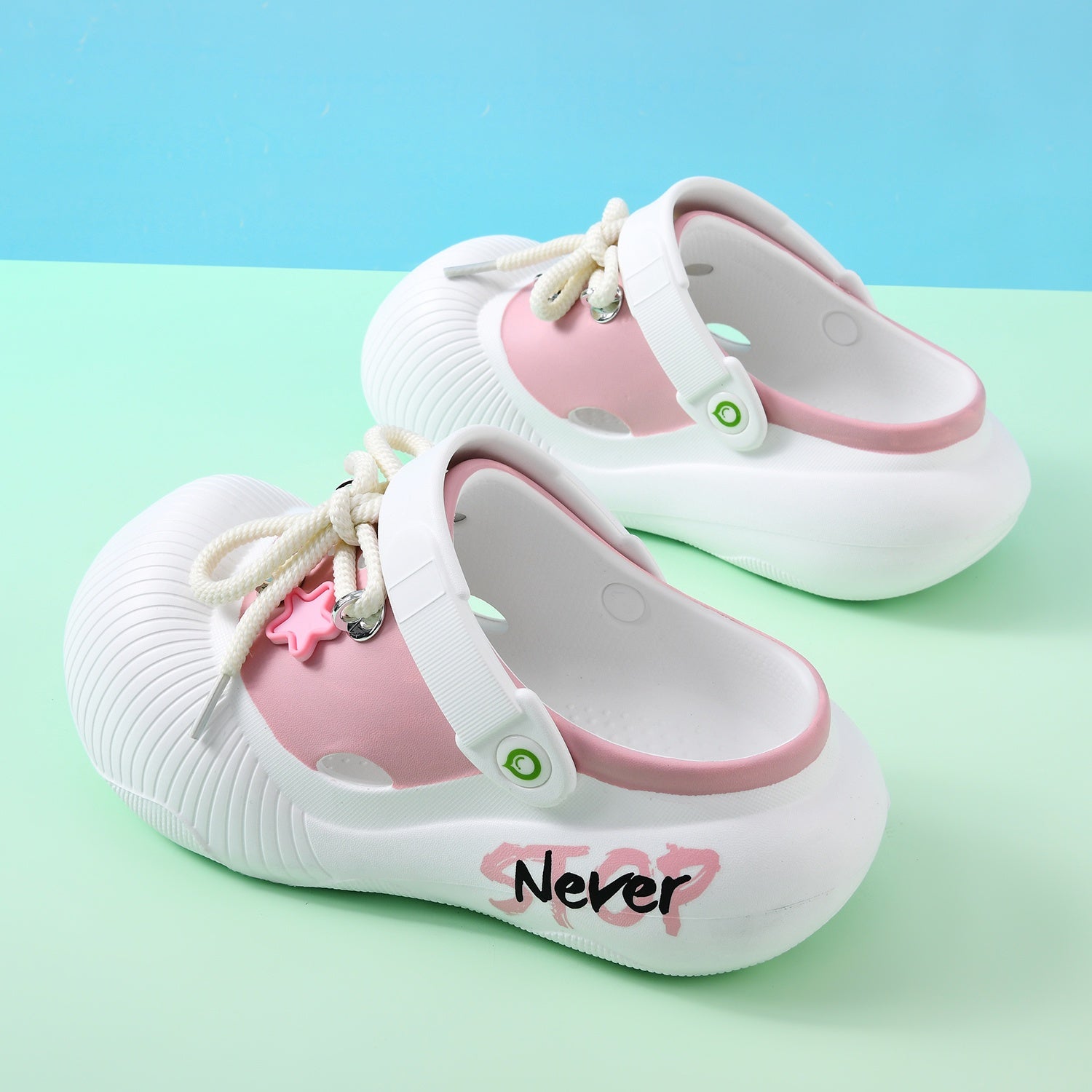 Women's EVA Summer Shoes with Thick Sole, Star Decor, Casual Beach Footwear