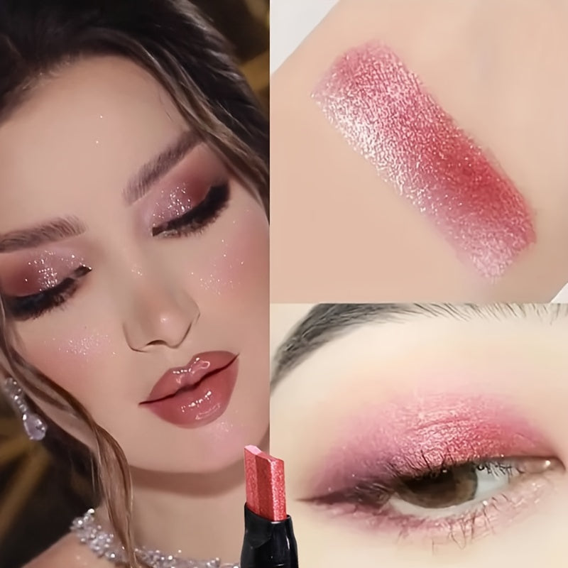 Women Velvet Eyeshadow Stick 2-in-1 Dual Color Waterproof Shimmer Metallic