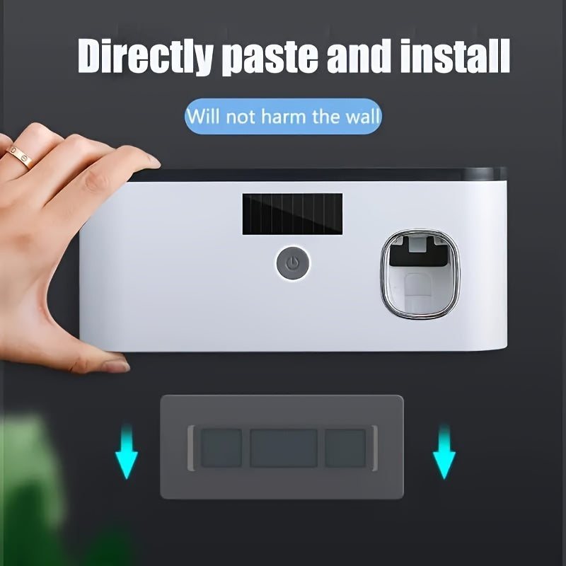 Electric Toothbrush with Toothpaste Dispenser Wall Mount Organizer USB Rechargeable
