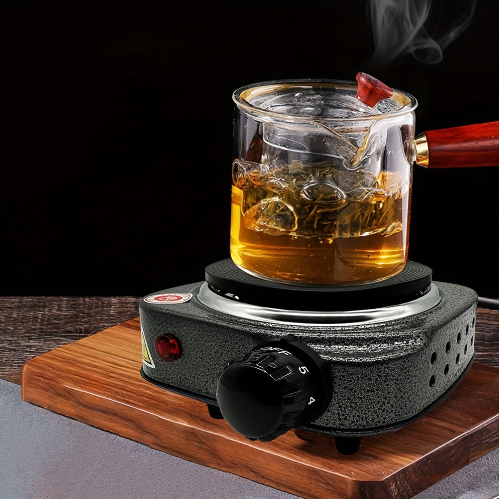 Electric Heating Stove 500W with 5-Level Temperature Control Iron Material Knob Control for Household Use in Mocha