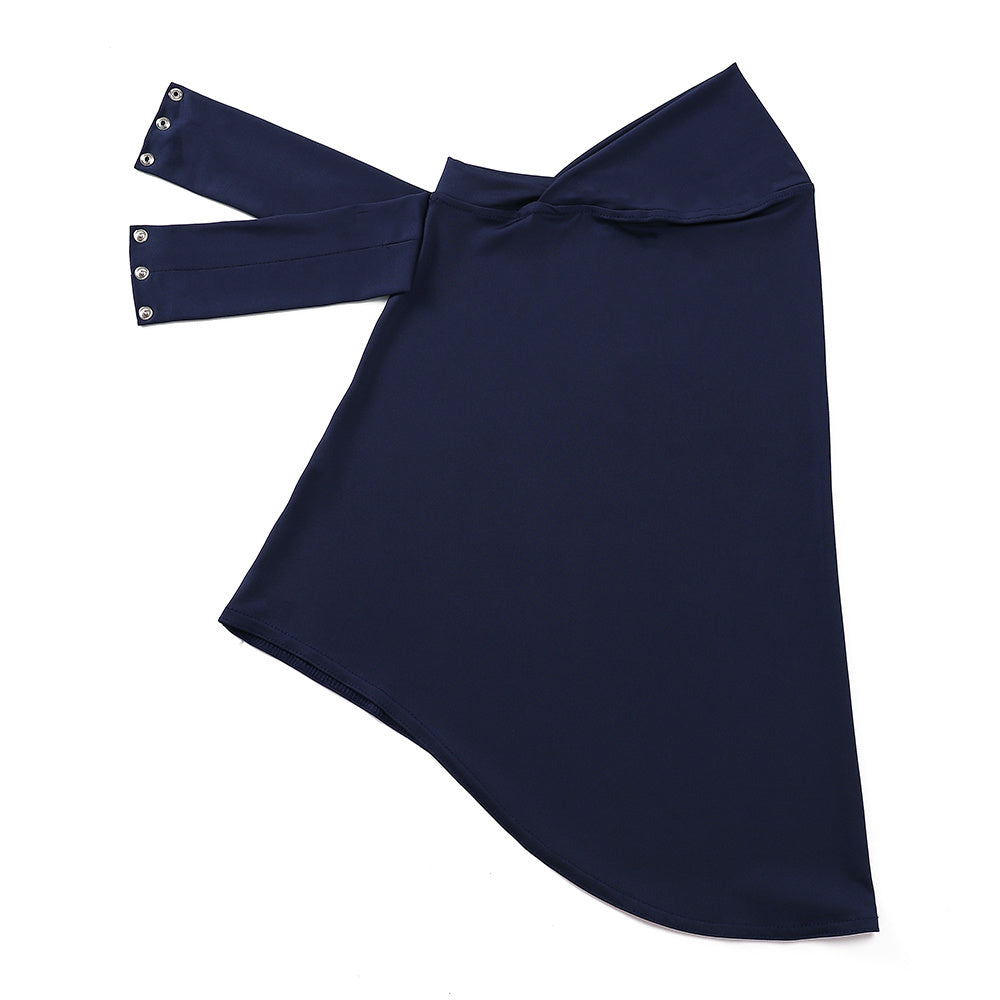 Ayollar uchun polyester sport hijabi, tugma bilan bosilgan chin qopqog'i va to'liq boshqovak, bir xil rangda