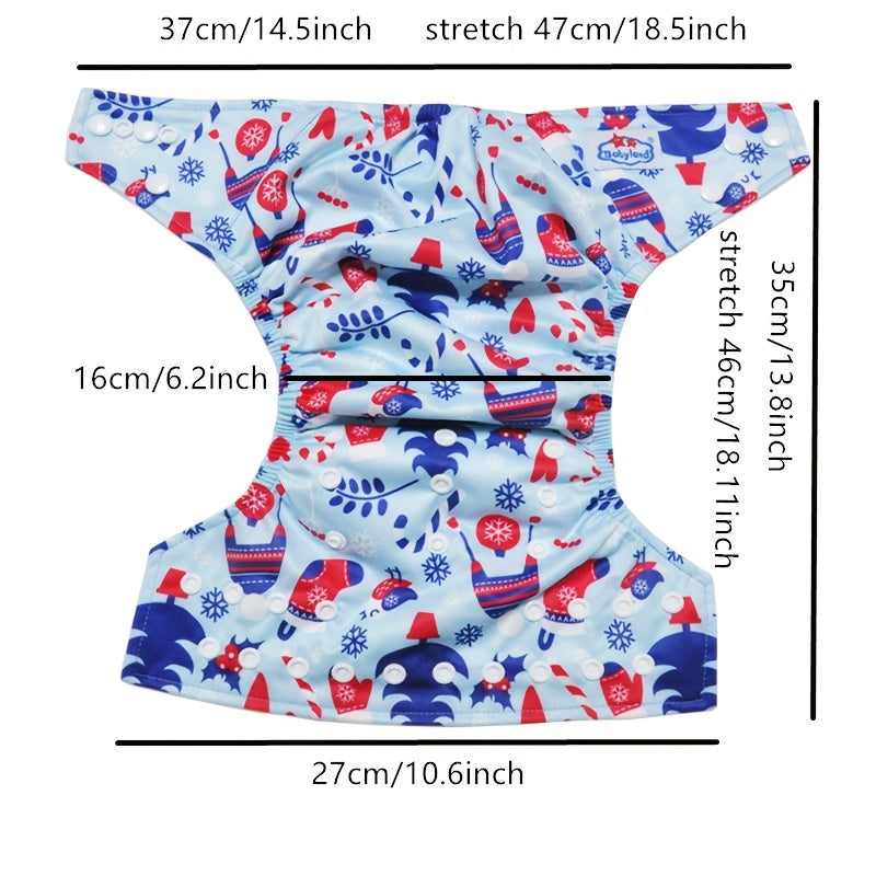 Reusable Cloth Diapers for Babies Waterproof Highly Absorbent Adjustable Fit 2.27-14.97kg Pocket Style Light Blue Dark Brown Purple