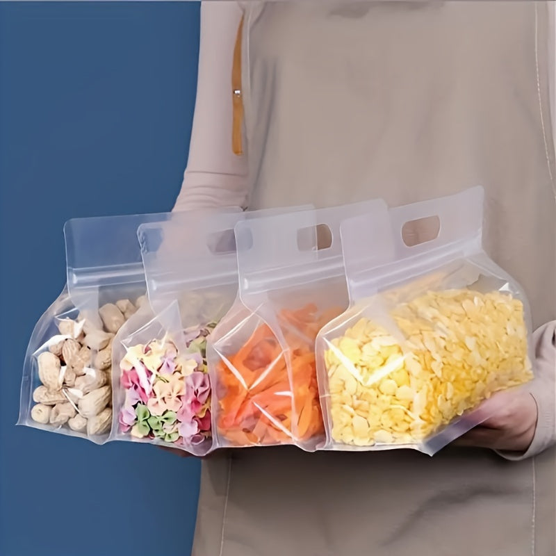 50 Reusable Self-Sealing Food Storage Bags Transparent Thick Plastic Zip Pouches for Snacks Tea Noodles