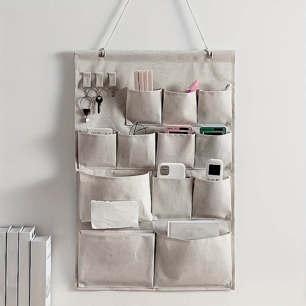 Fabric Wall-Mounted Storage Organizer with Four Pockets for Bedroom and Dorm