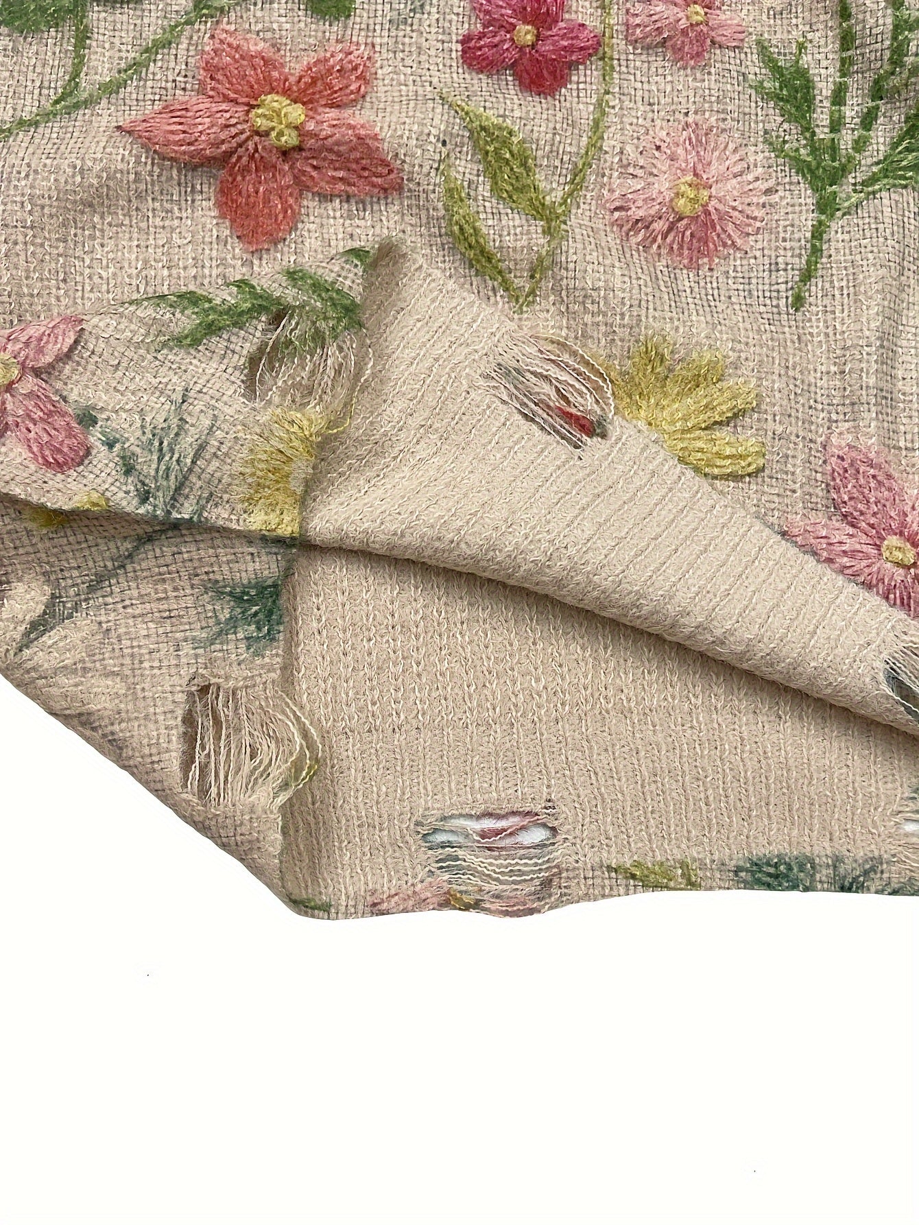 Women’s Plus Size Knit Sweater Dress Long Sleeve Floral Pattern Autumn Winter