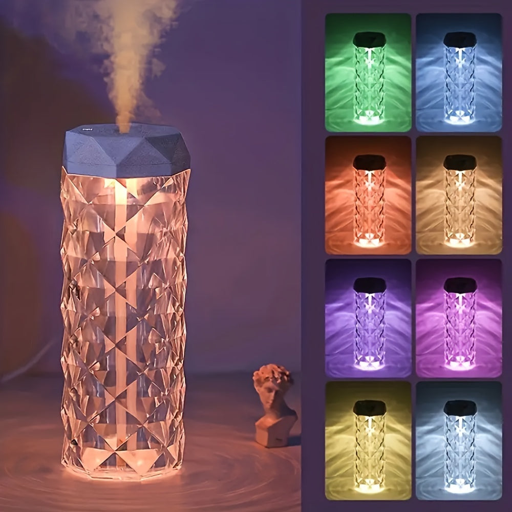 USB Night Light Humidifier Aromatherapy Diffuser with Colorful LED Geometric Design for Bedroom Office Classroom