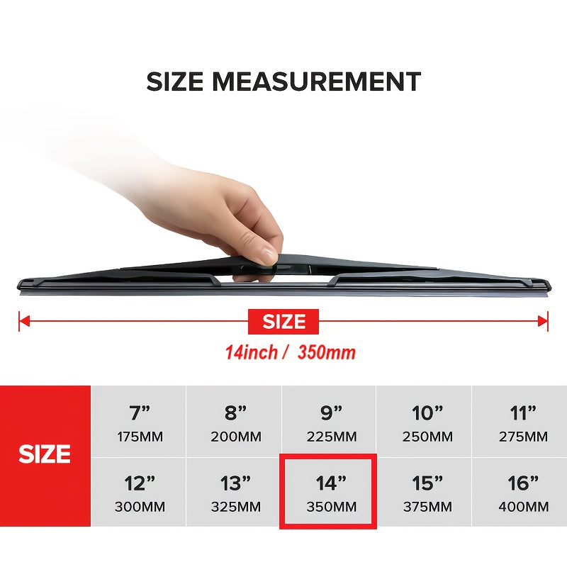 14-Inch Rear Wiper Blade for SUVs and Cars, Universal Fit, Durable Rubber